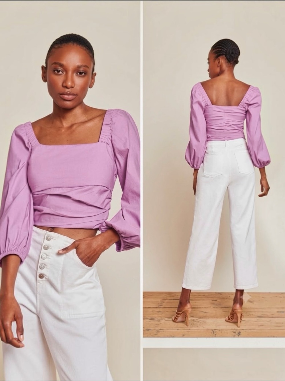 NWT Veronica Beard Kayla Top Vivid Orchid Purple Puff Sleeve $348 Size 8